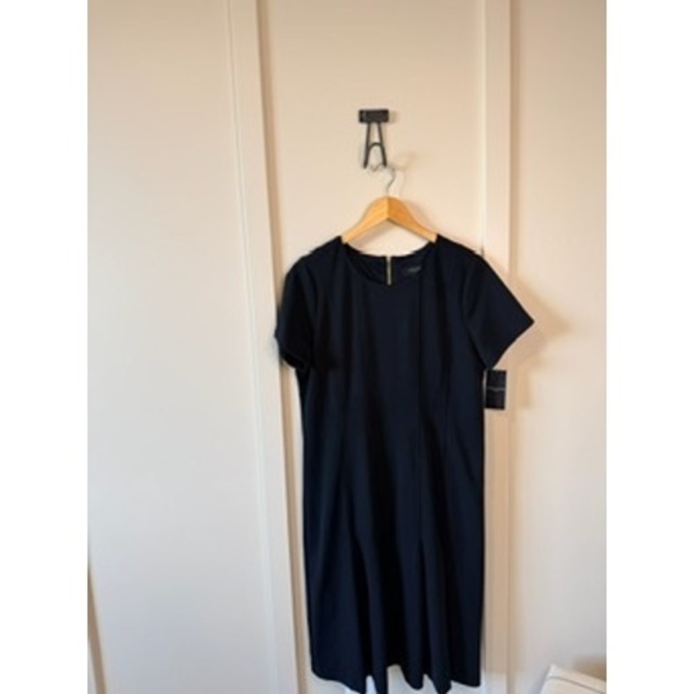Tahari ASL Women Black‎ Stretch Crepe Shift Dress Gold Zipper 2AM085 Size 12 NEW